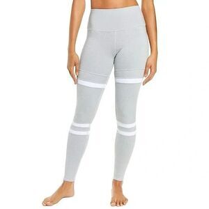 Alo Yoga High Waist Legit 7/8 Legging Ribbed Detail Women Sz S Heath Gray White